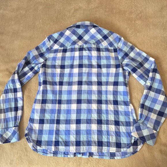 Tommy Hilfiger Women’s Blue Plaid Button Down Shirt Long Sleeve Casual Cotton S - Picture 3 of 13